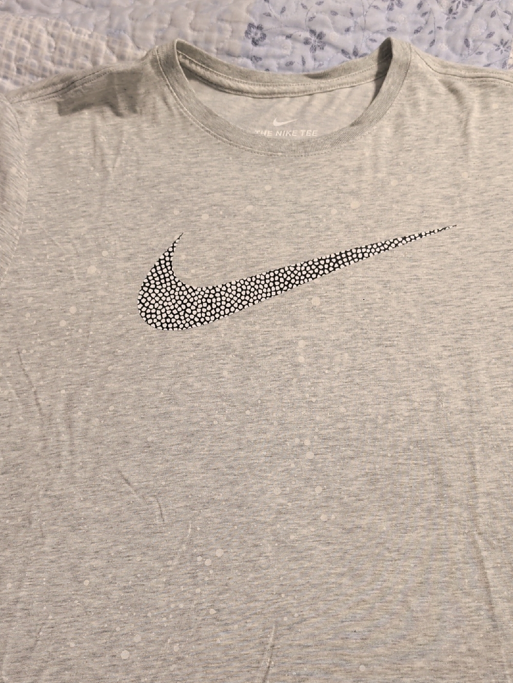 Nike Light Gray Tee with Black Patterned Swoosh